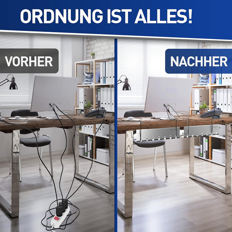 Königwerk Kabelkanal Schreibtisch fürs Kabel Management - Inkl. Zubehör - Tisch Kabelführung Kabelma