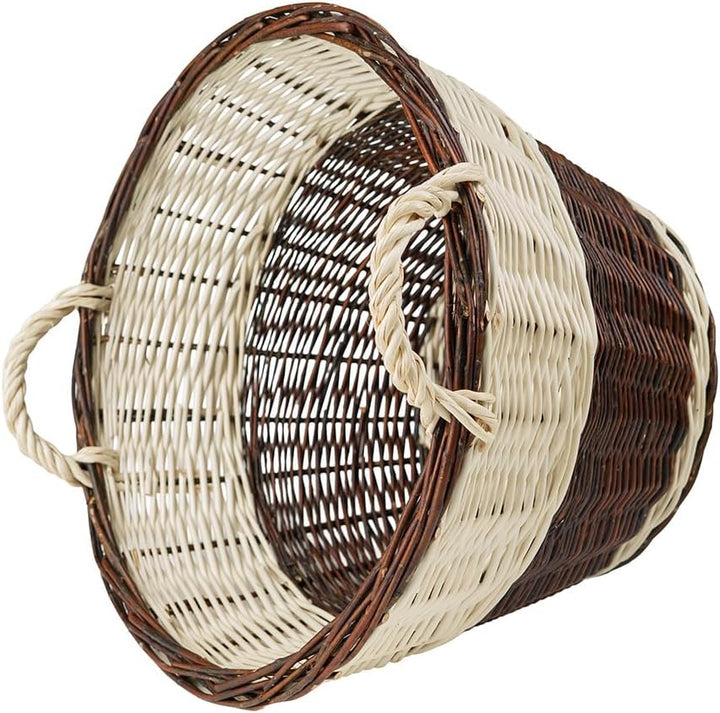Vollweidener Kaminkorb, Kaminkorb aus Weide, Weidenkorb für Kaminholz, Kaminkorb mit Tragegriffen Ho