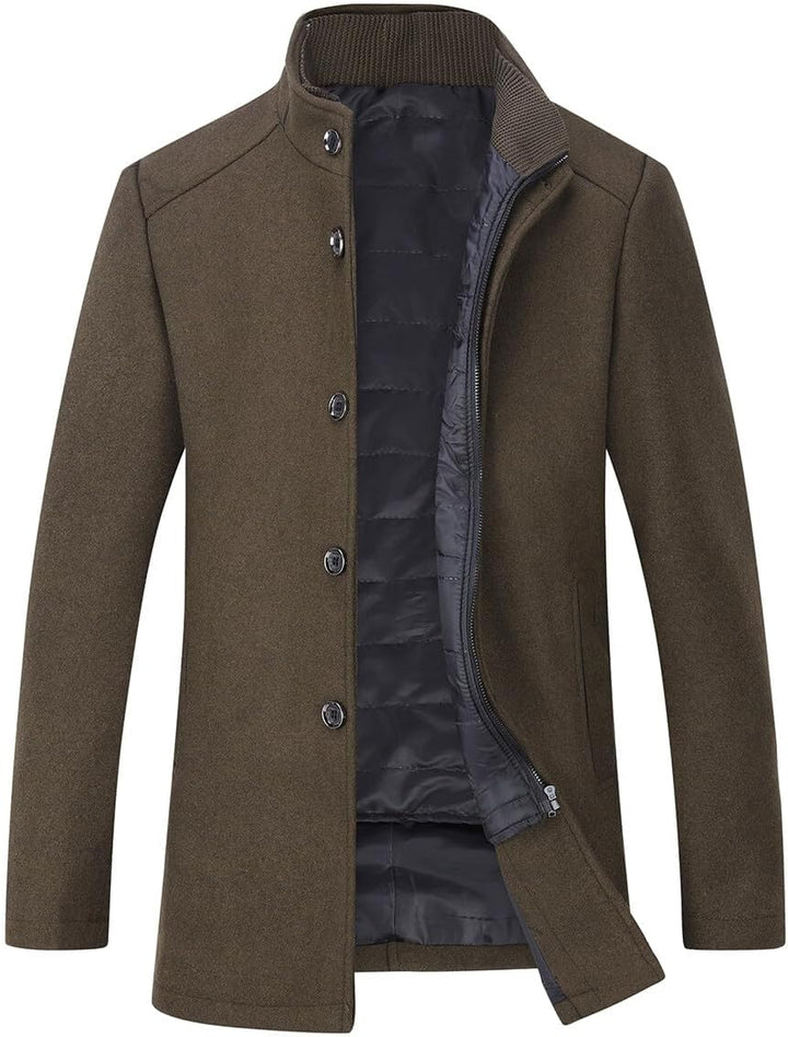 YOUTHUP Herren Wolle Mantel mit Steppweste Regular Fit Winter Wollmantel Outdoor Business Übergangsm