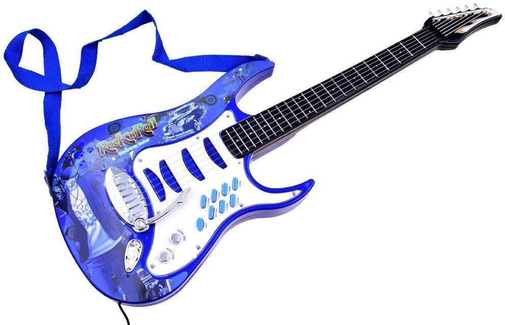 Rock-Gitarre mit Stahlsaiten, Verstärker, verstellbare Stativ und Mikrofon - Rockgitarre für Kinder