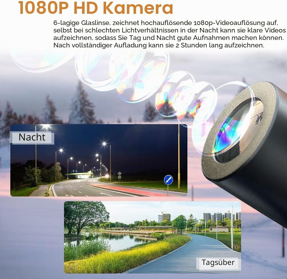 VSYSTO WiFi Motorrad Kamera, OLED Kabelcontroller, GPS, ODO Berechnung, wasserdicht HD 1080P 150 ° W