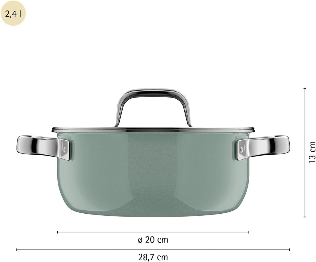 WMF Fusiontec Mineral Pro, Bratentopf mit Deckel 20 cm, langlebiges, kratzfestes Material, Topf Indu