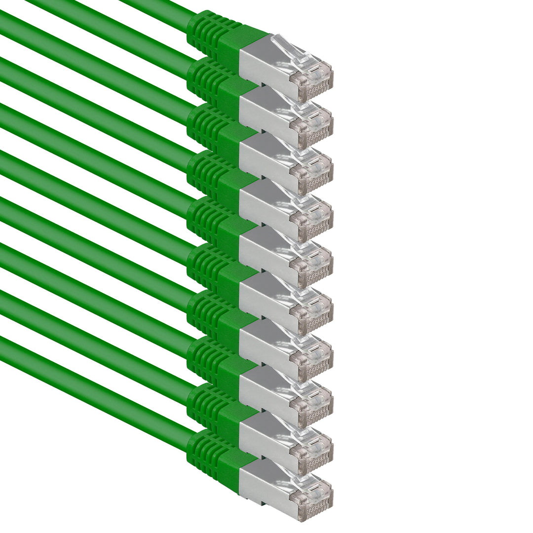 7,5m grün - 10 Stück Cat.6 Patchkabel Netzwerkkabel CAT6 S-FTP Gigabit Lan PIMF CAT 6 Kupfer CU Halo
