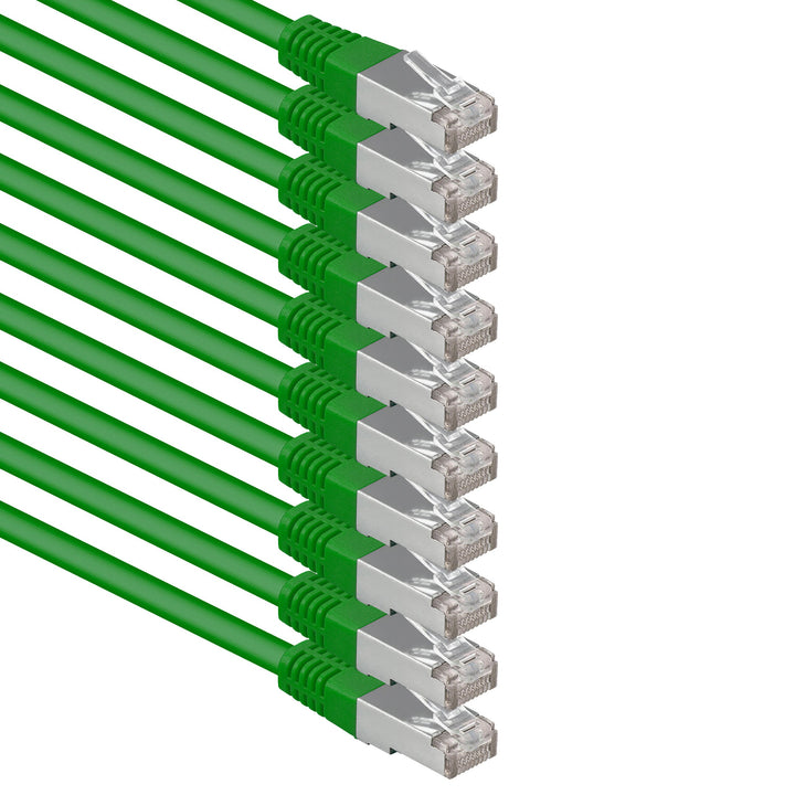 7,5m grün - 10 Stück Cat.6 Patchkabel Netzwerkkabel CAT6 S-FTP Gigabit Lan PIMF CAT 6 Kupfer CU Halo