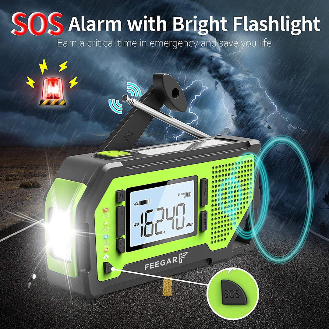 Notfall Solar Radio Feegar OZE Pro Handkurbel-Radio tragbar AM/FM Wetter Notfallradio grosses LCD-Di