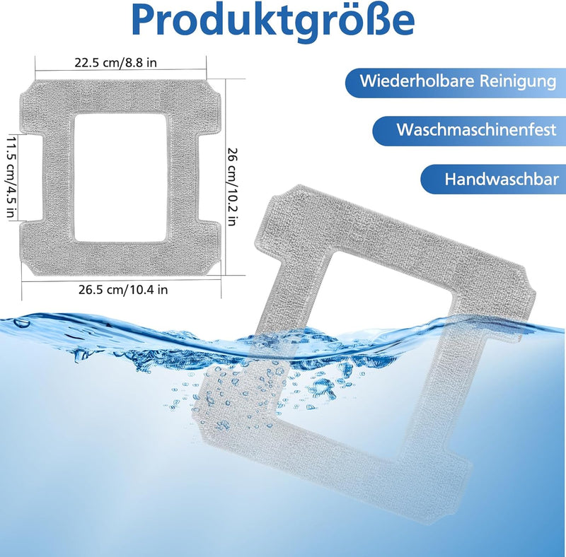 6 Stück Reinigungspad für Ecovacs Winbot W1 / W1 Pro / W2 / W2 Omni Fensterputzroboter, Fensterreini