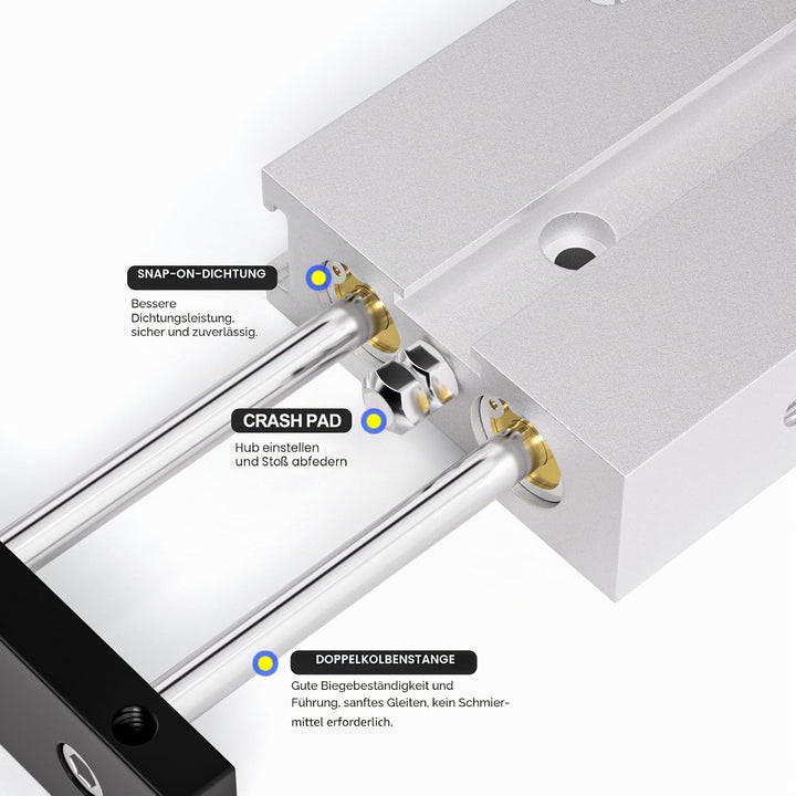 TAILONZ PNEUMATIC 10mm Bohrung 100mm Hub Doppelstange Doppeltwirkend Aluminium Druckluftzylinder TN1
