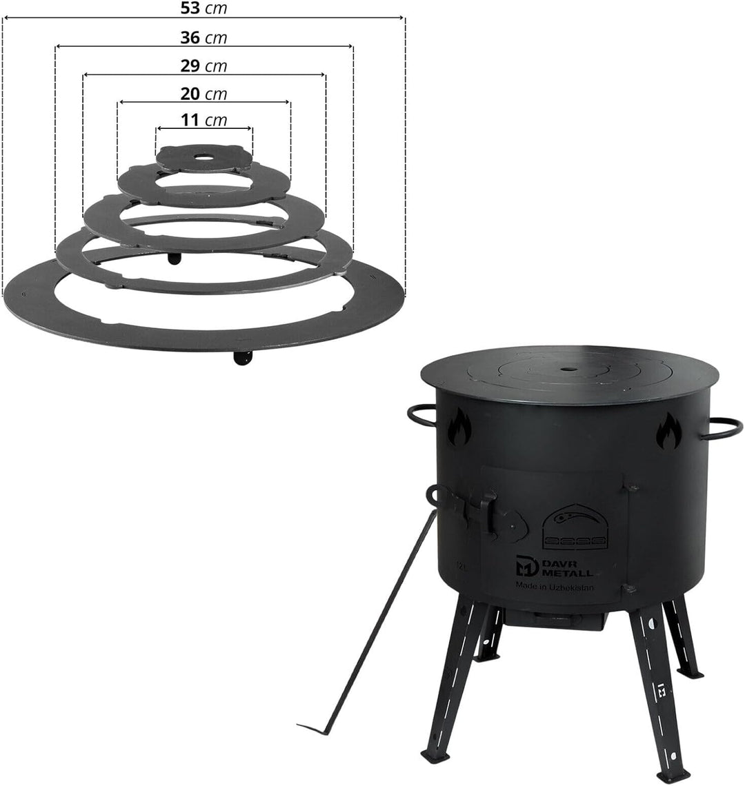 Ø49cm Uchag 2mm stahl Utschak mit Adapter-Ringe Utschag Feldküche Feuerstelle Campingofen Aussenküch