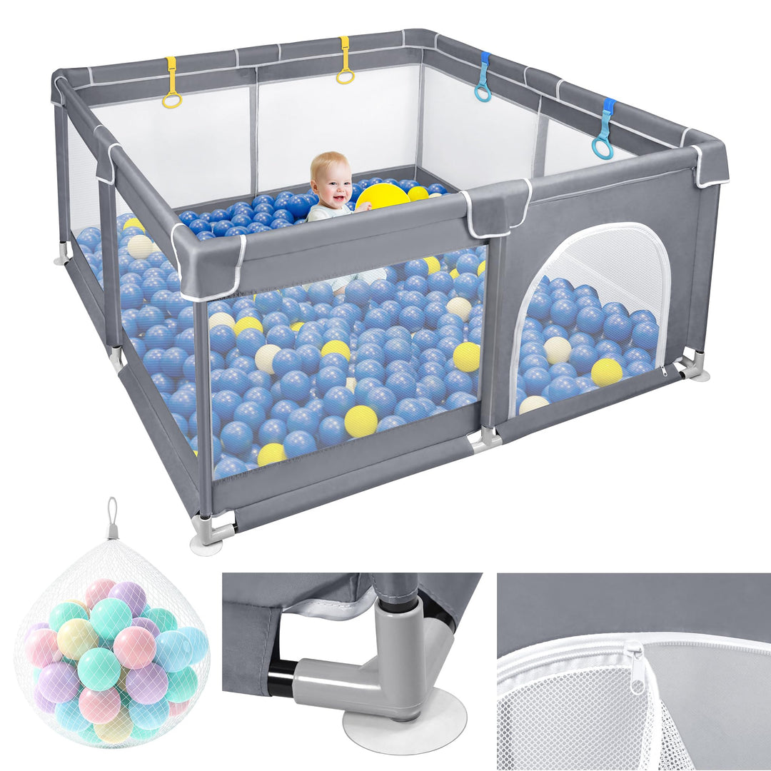 Aufun Laufstall Baby Laufgitter 300D Oxford Gewebe, mit Anti-Kollision Schaum Absperrgitter, Atmungs