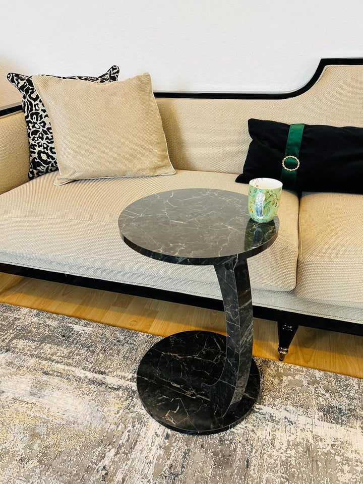 Tubibu C Form Kleiner Beistelltisch, Runder Tisch als Ablagefläche für Couch und Sofa mit Rollen, Ro