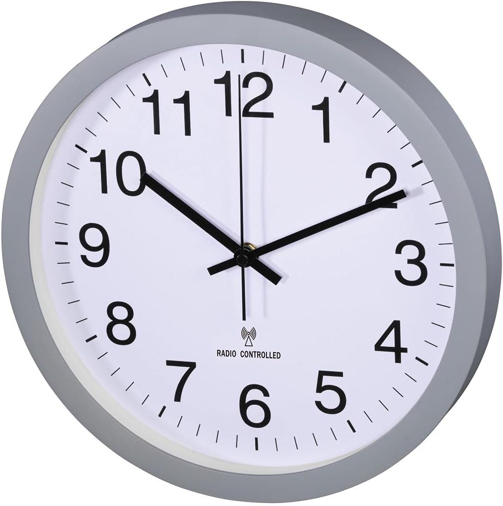 Hama Funkwanduhr ohne Tickgeräusche (analoge Wanduhr mit grossem Ziffernblatt, Wohnzimmeruhr, Schlaf