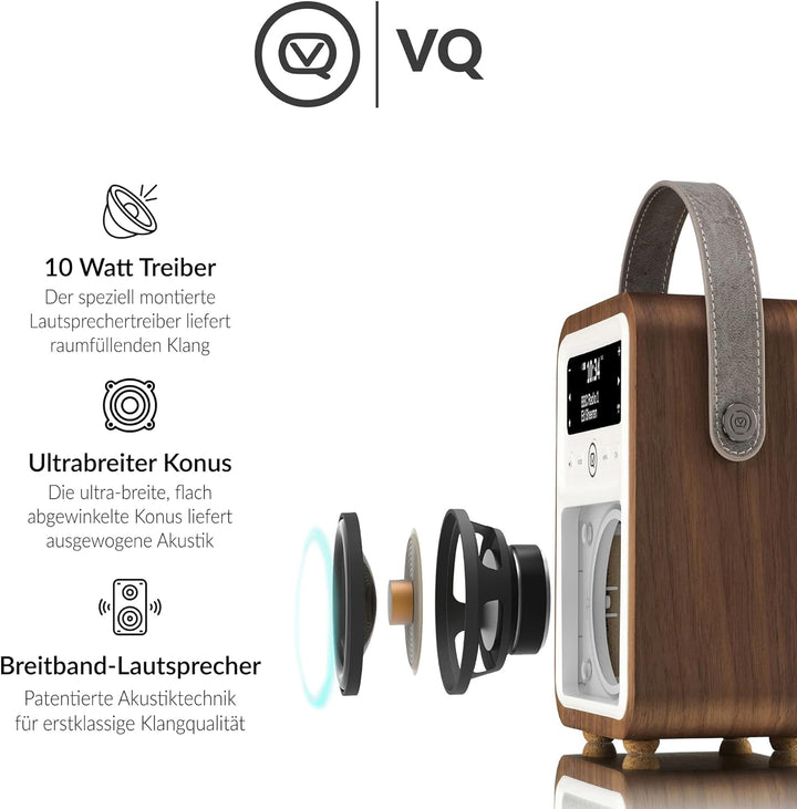 VQ VQ-MONTY-WT Monty Radio w/Bluetooth Wahlnuss