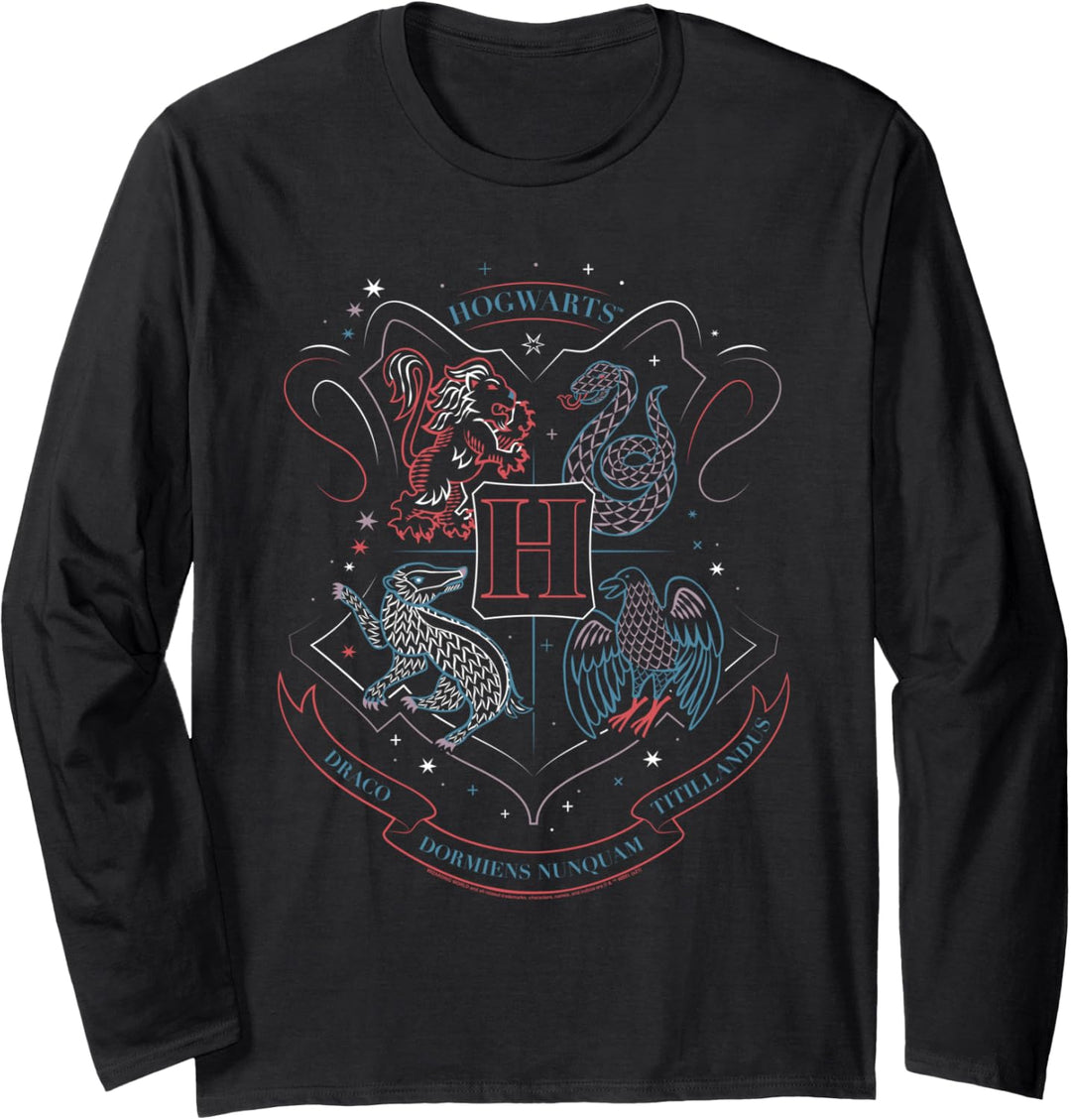 Harry Potter Hand Drawn Hogwarts Shield Langarmshirt
