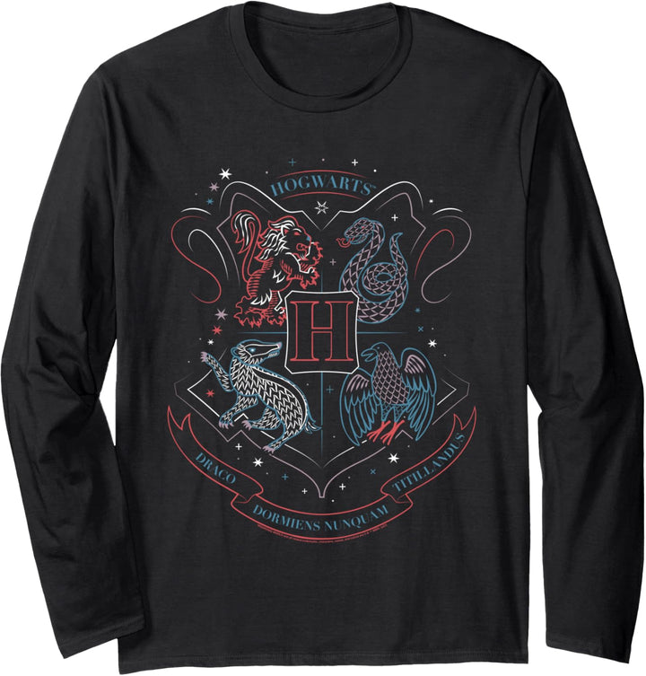 Harry Potter Hand Drawn Hogwarts Shield Langarmshirt