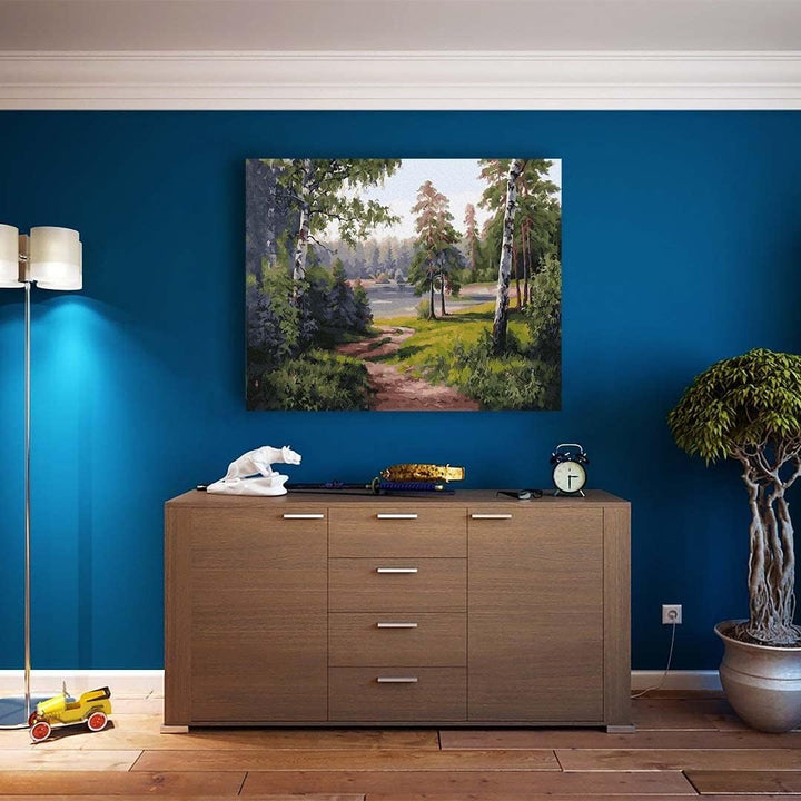 Artnapi Malen nach Zahlen Erwachsene mit Rahmen | DIY Handgemalt | Natur - Forststrasse | Kit für An