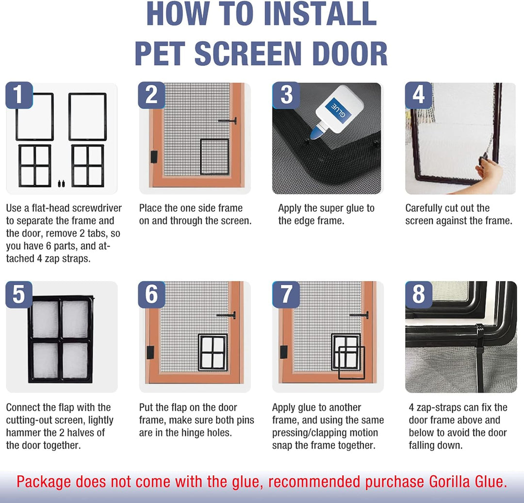 Enjoying Haustier Fliegengitter Tür Hundeklappe für Hunde Grosse Katzen Fliegengitter Tür mit Verrie