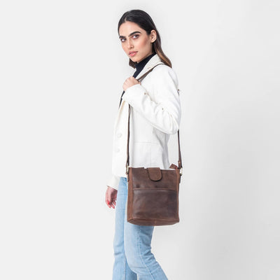 LEABAGS Leder Handtasche Damen I Premium Echtleder Umhängetasche I Damen Schultertasche I Damentasch