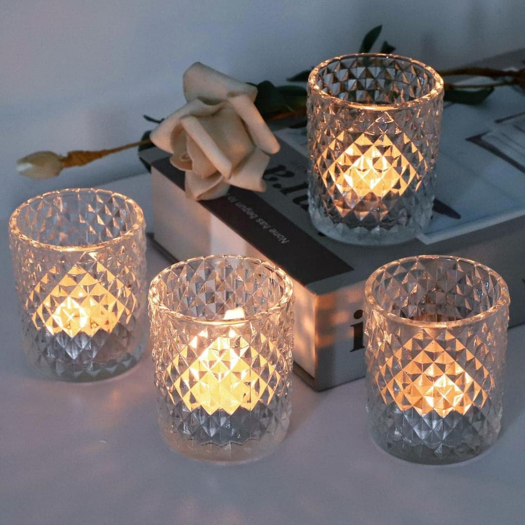 Vohocandle Klare Teelichthalter Glas mit 12, Teelichtgläser Vintage als Raumdekoration, Transparente