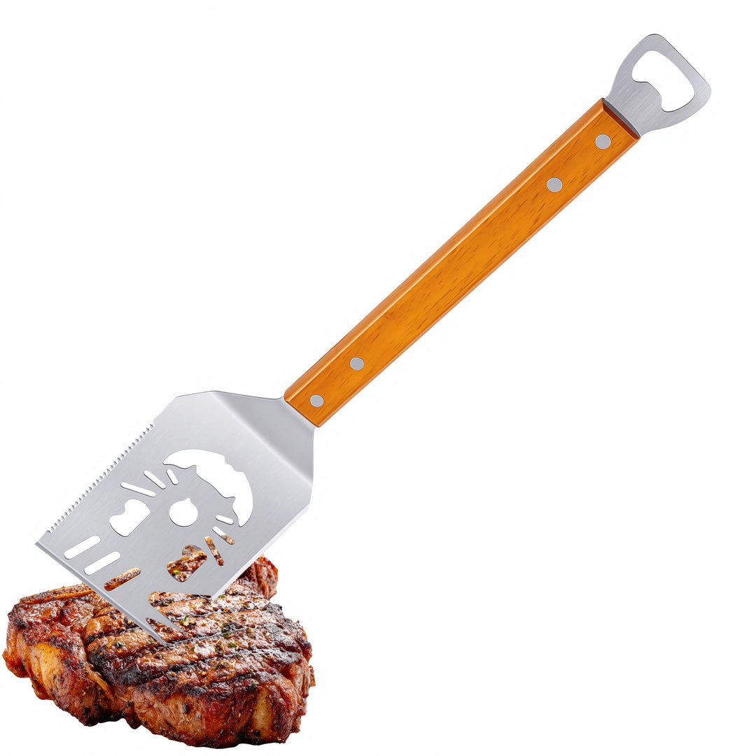 Landrip Grillspachtel für Barbecue, 8 in 1 Grillbesteck mit Holzgriff, Edelstahl，Multifunktionales G