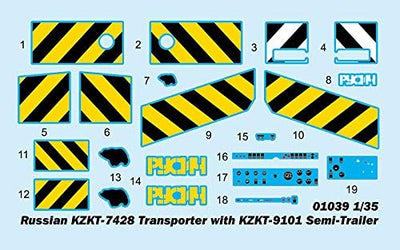 Trumpeter 001039 Russian KZKT-7428 Transporter with KZKT-9101 Semi Trailer Modellbausatz, verschiede