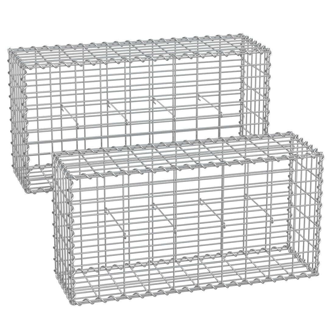 SONGMICS Gabionenkörbe, Metall-Steinkörbe mit 5 x 10 cm Maschenweite für Mauersteine, verzinkt, Stei