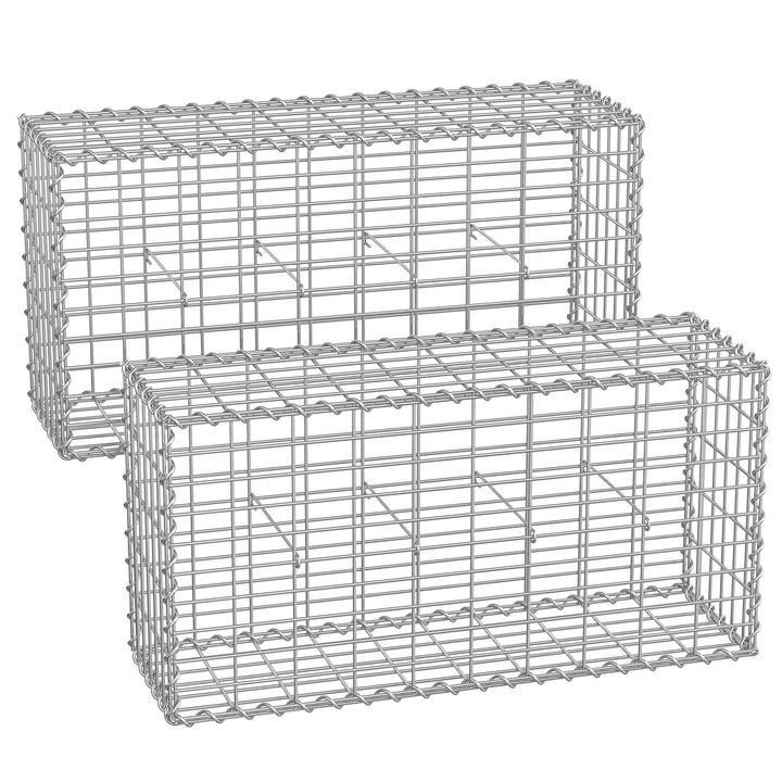 SONGMICS Gabionenkörbe, Metall-Steinkörbe mit 5 x 10 cm Maschenweite für Mauersteine, verzinkt, Stei