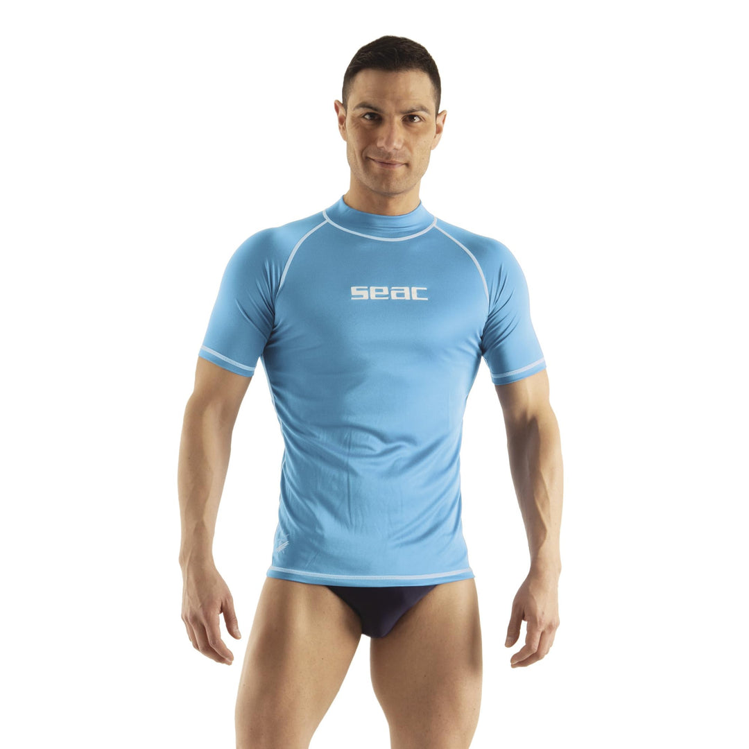 SEAC T-Sun Short Man, Rash Guard zum Schwimmen, Surfen, Tauchen, UV-Schutz S Hellblau, Hellblau S