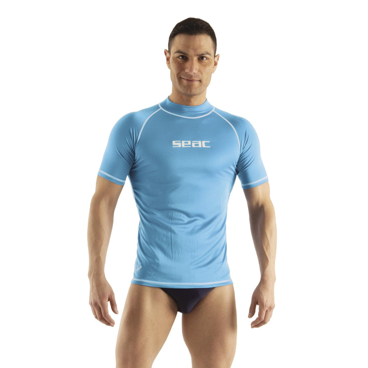 SEAC T-Sun Short Man, Rash Guard zum Schwimmen, Surfen, Tauchen, UV-Schutz S Hellblau, Hellblau S
