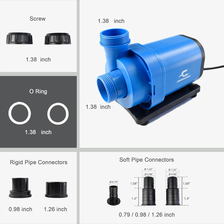 CONQUERALL 24V DC Wasserpumpe 1320GPH 30W Aquarium Pumpe Aquarium Pumpe Grosser Durchfluss hoher Auf