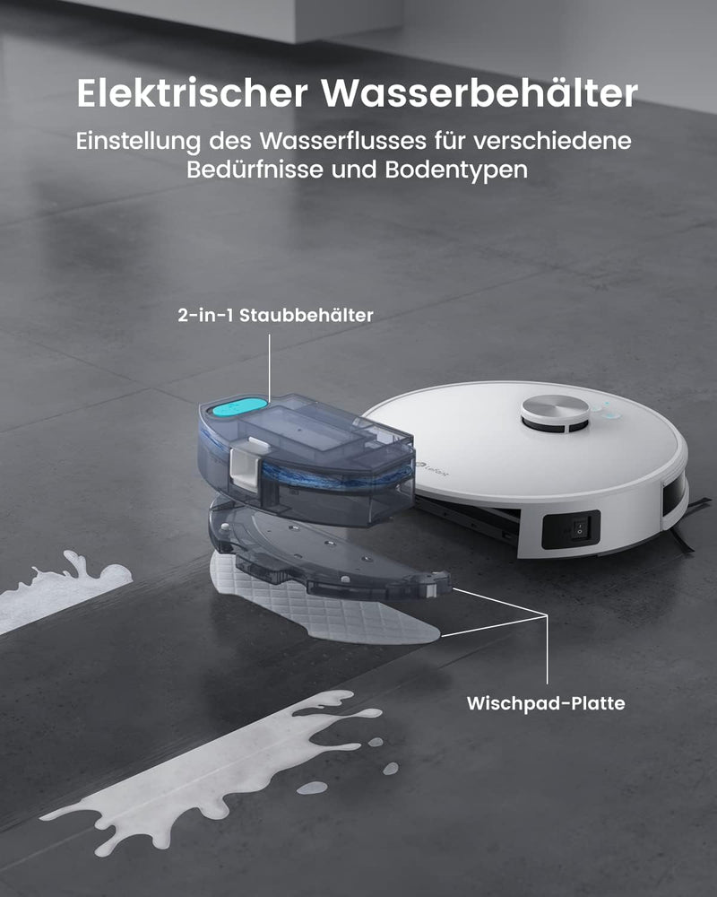 LEFANT M1 Saugroboter mit Wischfunktion, LiDAR Navigation, 4000Pa Staubsauger Roboter, 200Mins Max,