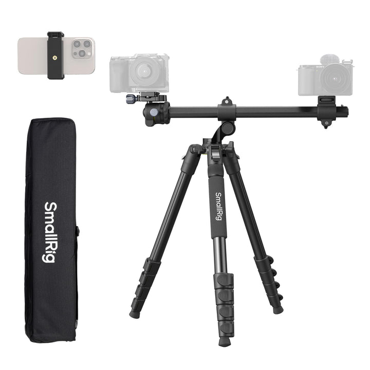 SMALLRIG CT25 64,5"/164cm Horizontales Überkopfstativ für Kamera mit Smartphone-Halterung und Traget