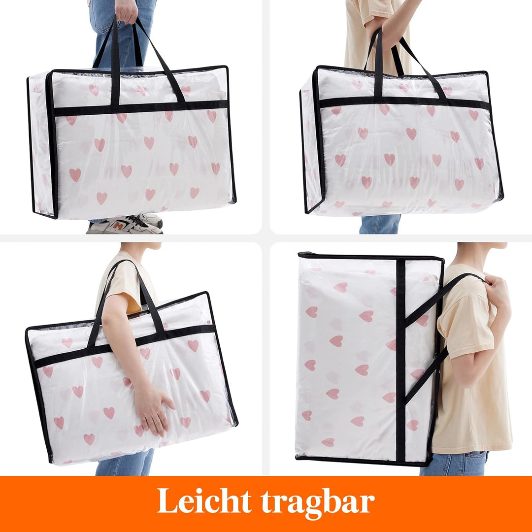 Lifewit 6 Stück Transparente Plastik Aufbewahrungstasche, 60L Kleiderschrank Organizer Aufbewahrungs
