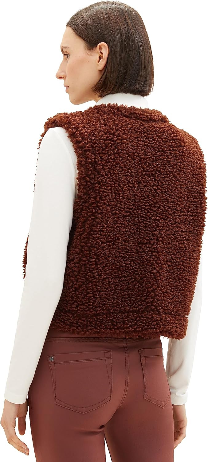 TOM TAILOR Damen Teddy Weste, 30337 - Raisin