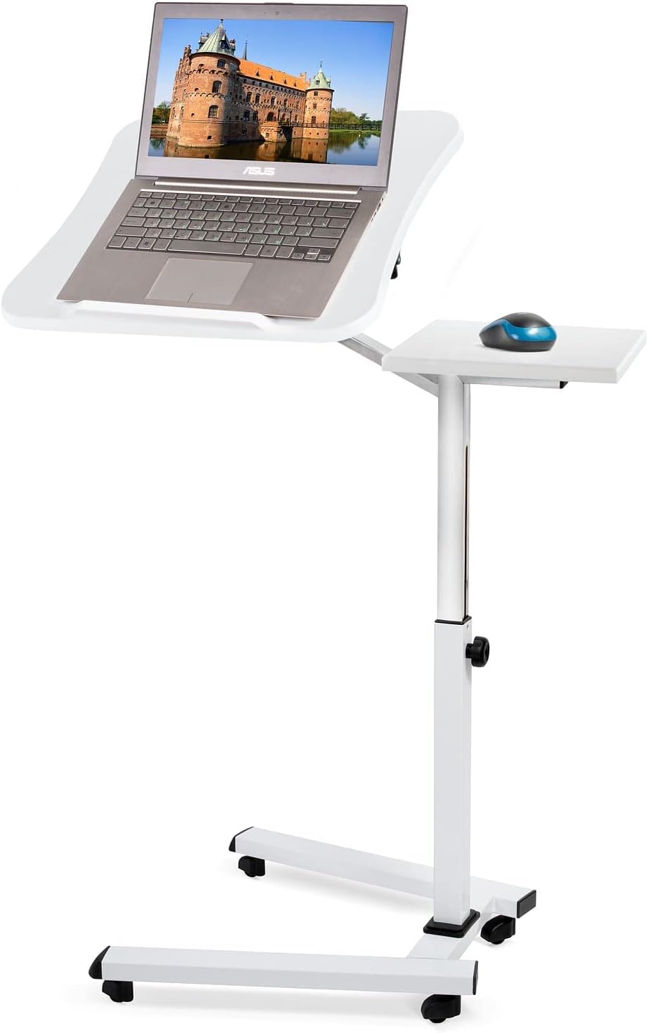 Tatkraft Like Laptop Ständer auf Rollen, Laptoptisch Höhenverstellbar Stehpult, Bett Beistelltisch W