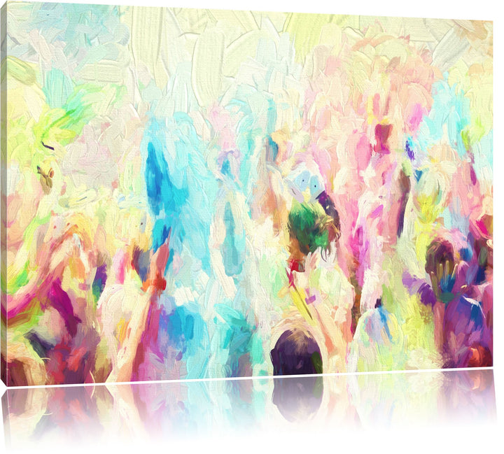 Pixxprint Farben Festival Holi Indien als Leinwandbild/Grösse: 100x70 cm/Wandbild/Kunstdruck/fertig