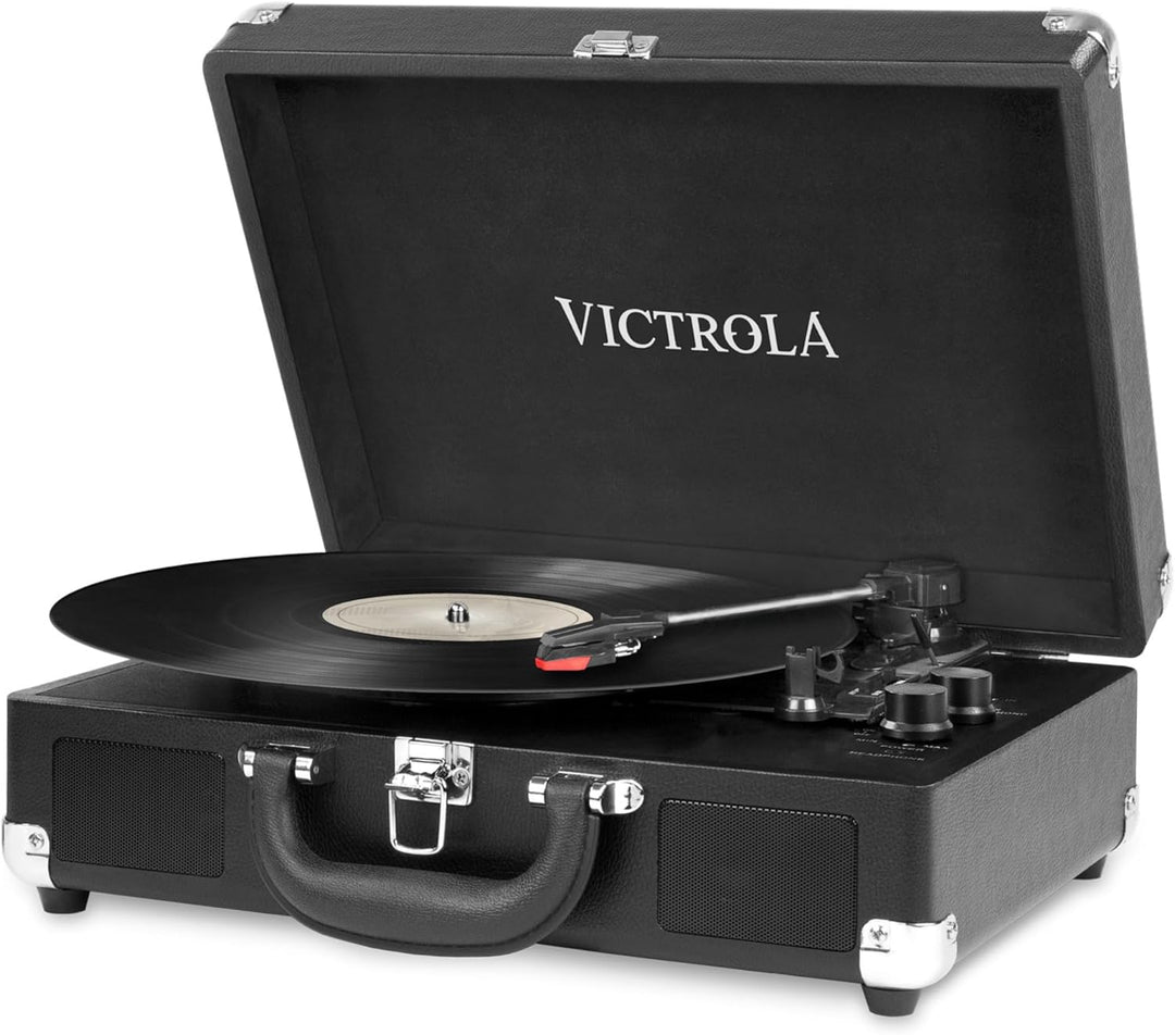 Victrola Journey Bluetooth Kofferplattenspieler mit DREI Abspielgeschwindigkeiten | Schwarz | VSC-55