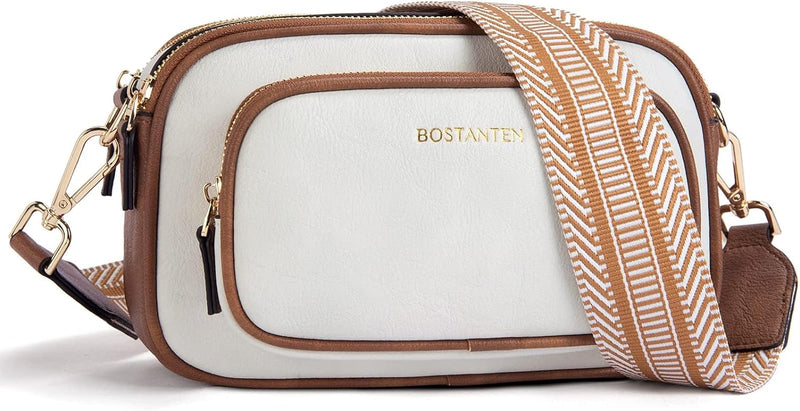 BOSTANTEN Damen Handy Umhängetasche, PU Leder Crossbody Schultertasche, Umhängetasche mit Breitem Gu