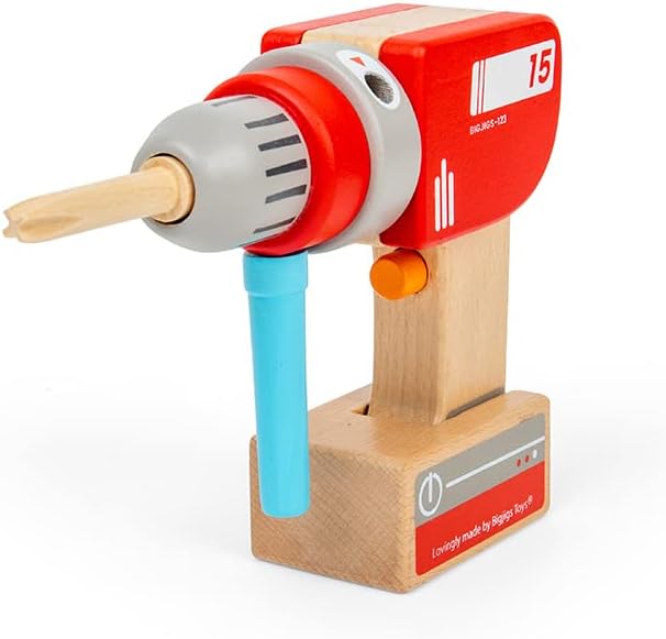 Bigjigs Toys Holz Kinderbohrer, 3 magnetische Bohrerbits
