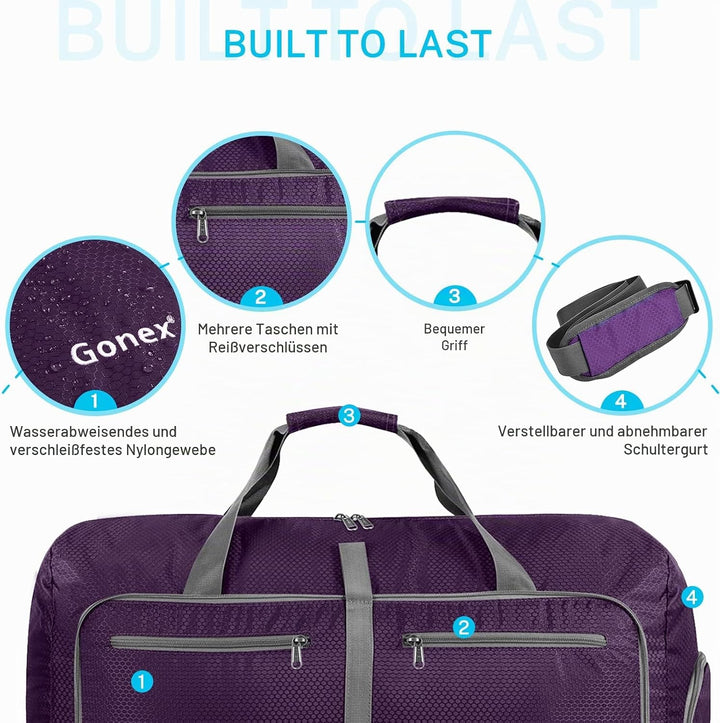 Gonex Faltbares Reisegepäck Leicht 40/60/80/100/150L Grosse Reisetasche Sporttasche für Reise Gym Ur