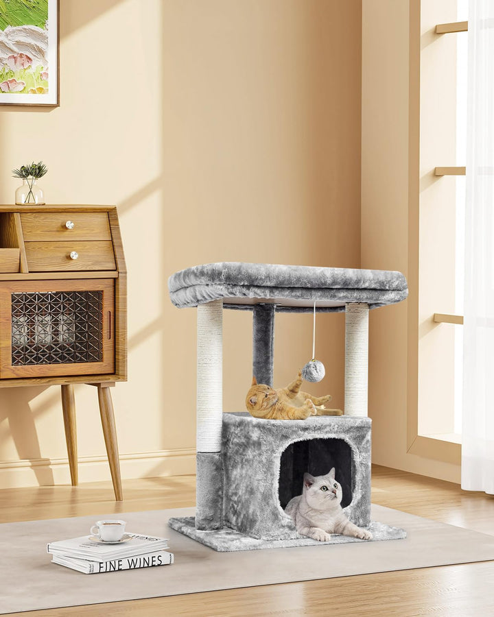 SYANDLVY 68cm Katzenbaum für Indoor-Katzen, Moderne Condo mit Plüsch Perch | Aktivitätsturm mit Krat