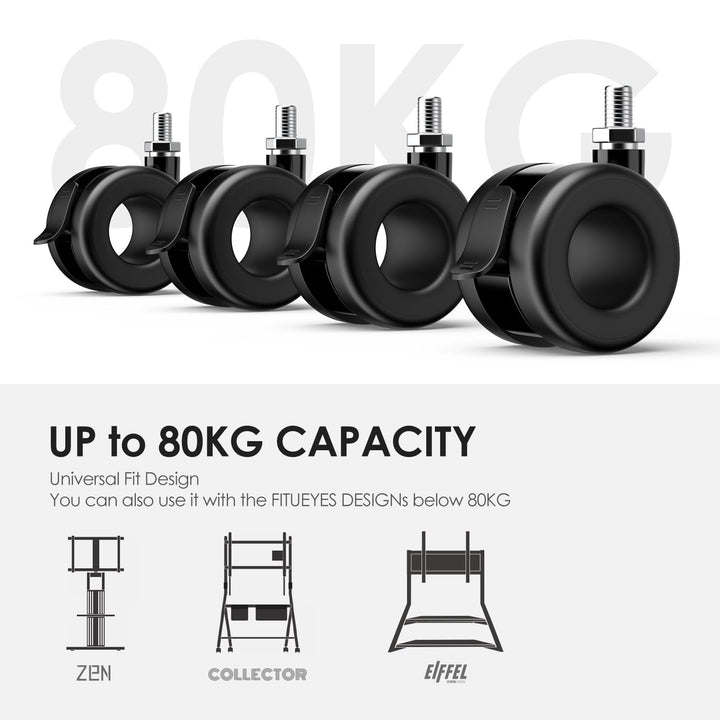 FITUEYES DESIGN Rollen 4er Set bis 80kg belastbar Lenkrollen mit Bremse M8 Gewinde für Möbel und Ger