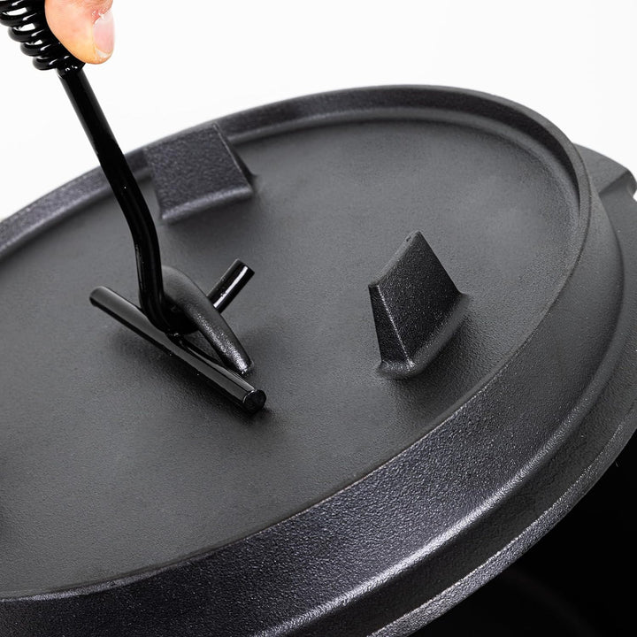 Gardissimo XL Dutch Oven Set BBQ 8,5 Liter, Feuertopf Schmortopf mit Füssen, Gusseisen Topf mit Deck