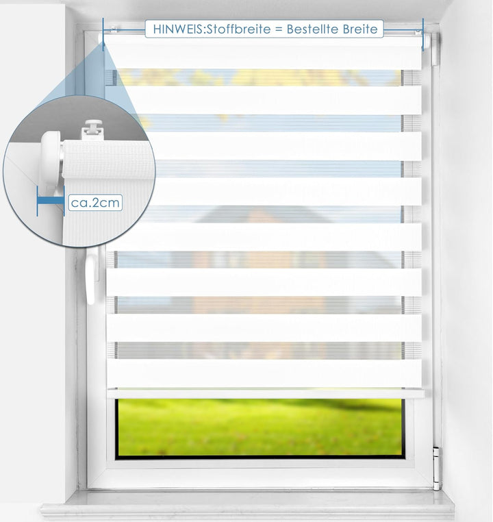 SBARTAR Doppelrollo schnurlos Klemmfix Rollos für Fenster ohne Bohren &amp; zum Bohren, Weiss B75 x H120