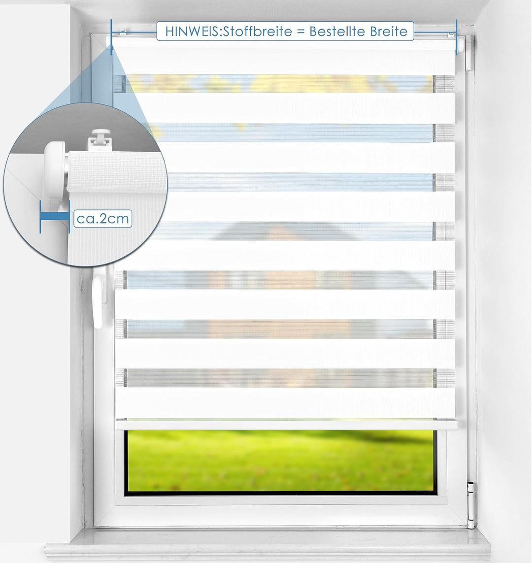 SBARTAR Doppelrollo schnurlos Klemmfix Rollos für Fenster ohne Bohren &amp; zum Bohren, Weiss 100x140cm