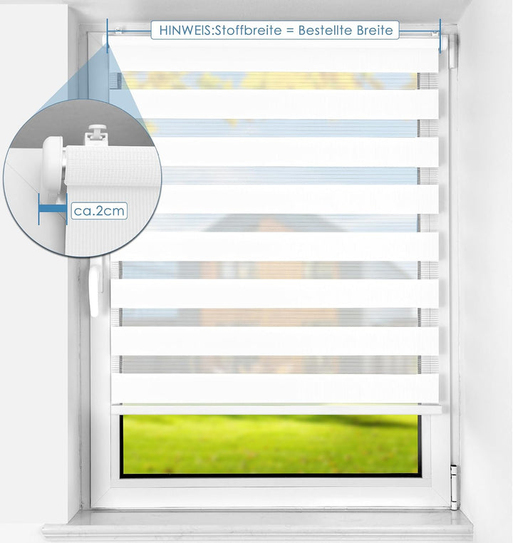 SBARTAR Doppelrollo schnurlos Klemmfix Rollos für Fenster ohne Bohren &amp; zum Bohren, Weiss 100x140cm