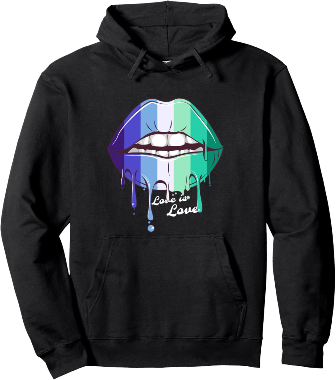 Lippen mit Gay Male MLM Pride Flag Schwuler Man Pullover Hoodie