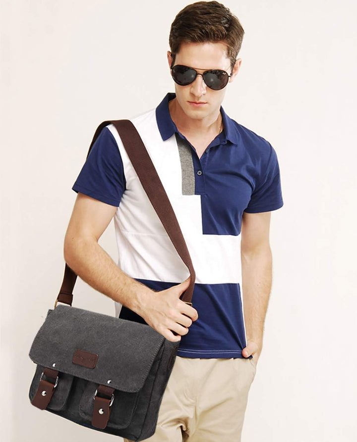 FANDARE Neu Retro Messenger Bag Umhängetasche Schultertasche 14 Zoll Laptoprucksäcke Herren Tasche K