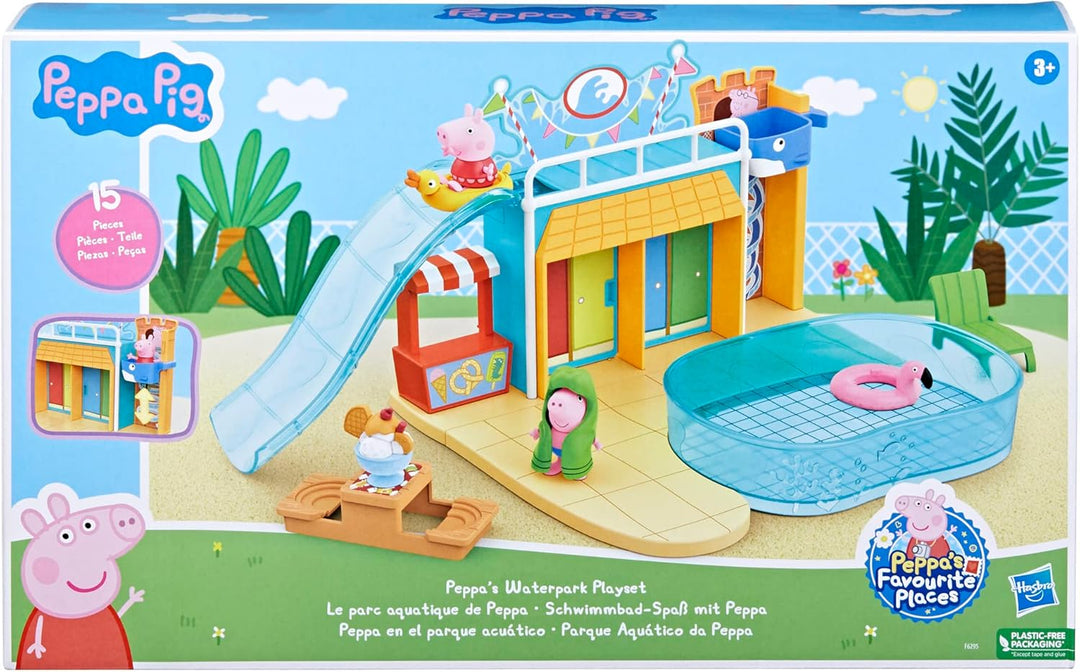 Peppa Pig Spielzeuge Schwimmbad-Spass mit Peppa, Spielset mit 15 Teilen und 2 Figuren, Kinderspielze