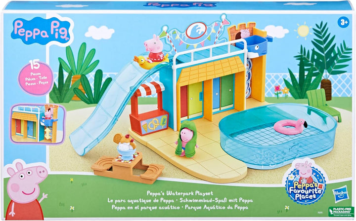 Peppa Pig Spielzeuge Schwimmbad-Spass mit Peppa, Spielset mit 15 Teilen und 2 Figuren, Kinderspielze