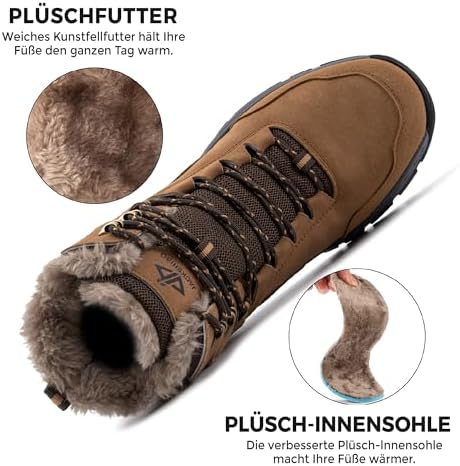 JACKSHIBO Winterschuhe Herren Winterstiefel damen mit Warm Gefüttert Wasserdicht Schneeschuhe Rutsch